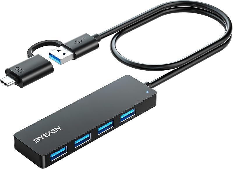 USB Hub, USB 3.1 Type-C to USB-A 3.0 Hub with 4 Ports and 2ft Extended Cable, Ultra Slim Portable USBC Splitter for