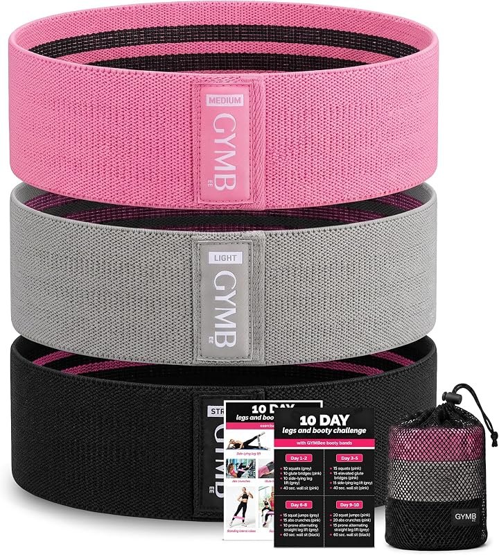 Gymbee Premium Resistance Bands for Working Out - Exercise Bands to Workout Glutes, Thighs & Legs - No Slip Cloth