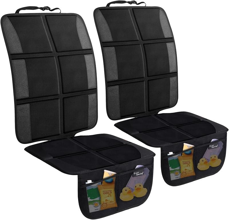 Car Seat Protector, 2 Pack Large Car Seat Protectors for Child Baby Car Seat with Organizer Pockets, Thick Padding