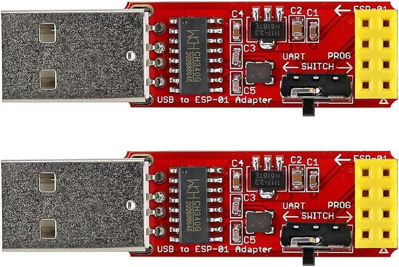 ESP-01S Programmer USB to ESP-01 Adapter ESP8266 Wireless WiFi Module Wi-Fi CH340G UART PORG, 4.5-5.5V 115200 Baud