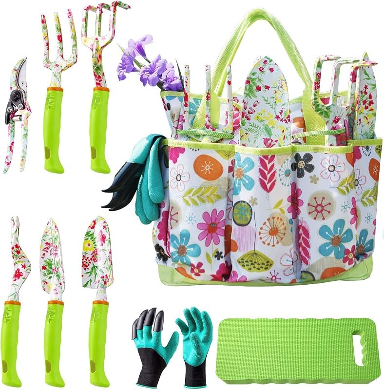 NAYE Garden Tool Set,Cute Gardening Gifts for Women,Birthday Gifts for Mom,Heavy Duty Tool Kit with Gloves,Garden