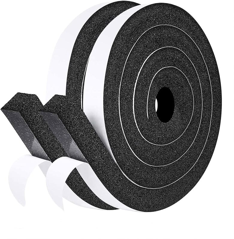 fowong AC Window Seal Foam Tape, 1" x 1" Adhesive Weather Strip 13Ft, Black — Heavy Duty Window Seals for heavy duty