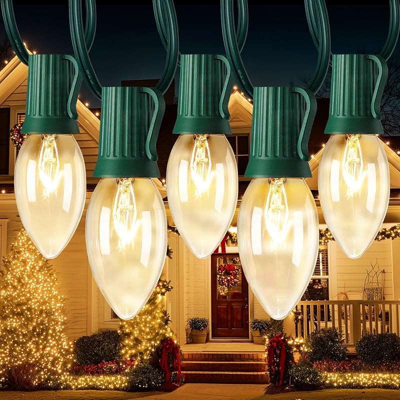 Minetom C9 Christmas Lights Outdoor, 50FT String Lights with 50+2 Bulbs — Outdoor christmas lights for outdoor