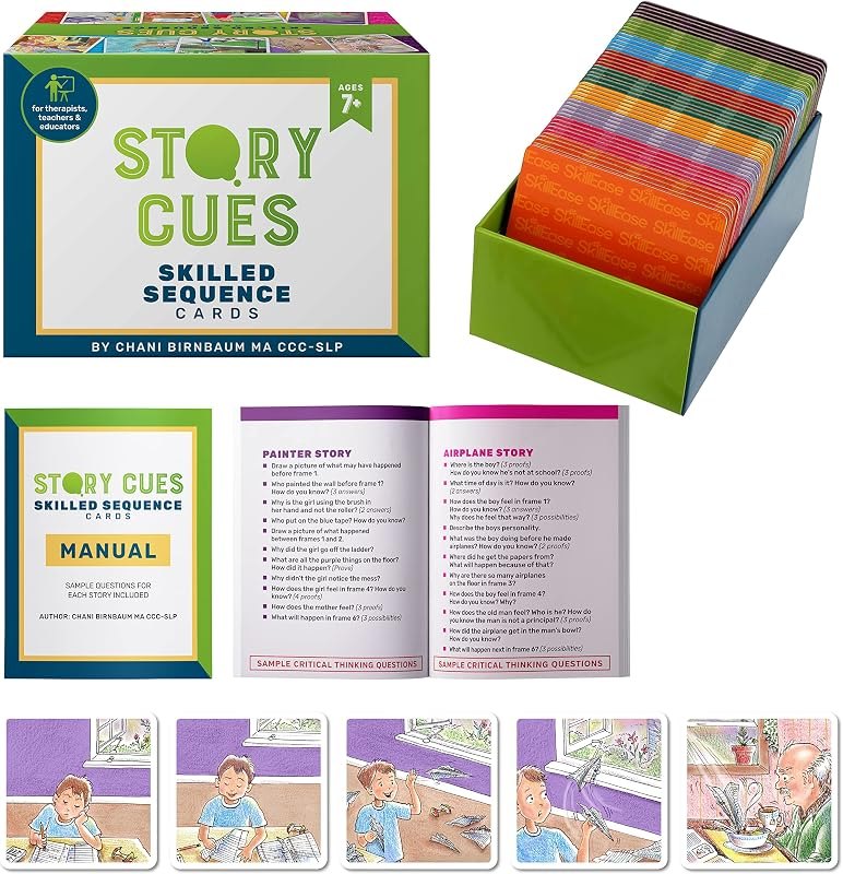 Story Cues Skilled Sequencing Cards, Speech Therapy Materials, Social Skills Game, English Language Learners Games