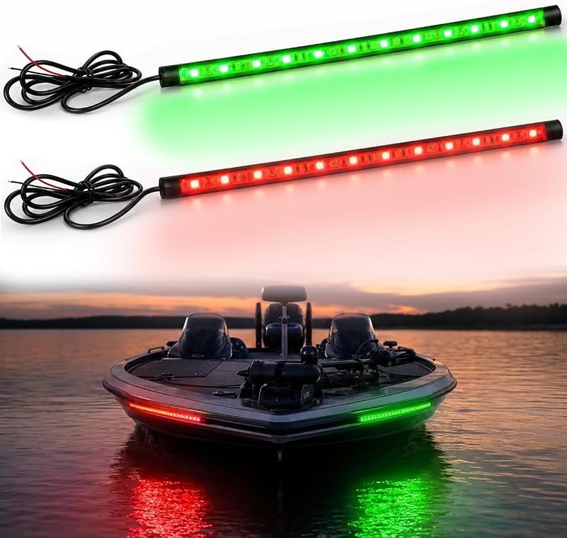 Boaton Marine Boat Navigation Lights, Night Fishing Light, No Drilling Adhesive Install Bow Lights For Pontoon, Bass
