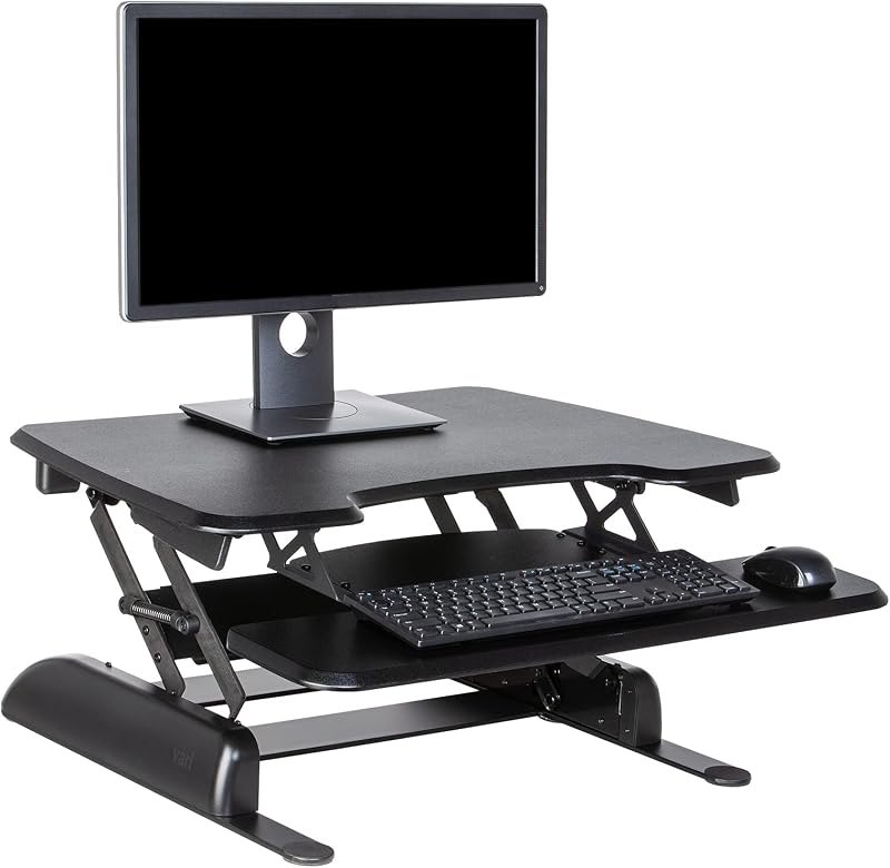 Vari - VariDesk Essential 30 - Two-Tier Standing Desk Converter for Home Office - Adjustable Sit Stand Desk with 11