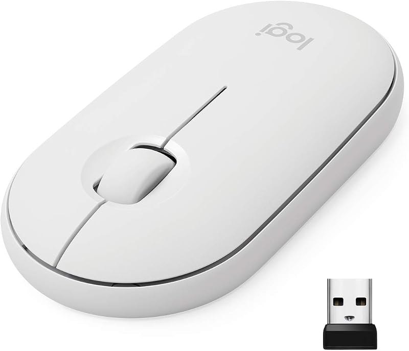 Logitech Pebble Wireless Mouse with Bluetooth or 2.4 GHz Receiver - Off White — silent click for quiet wireless mouse