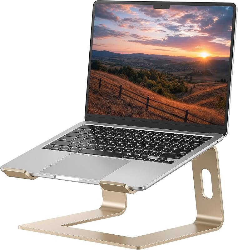 SOUNDANCE Laptop Stand, Aluminum Ergonomic Desk Riser, 10-15.6", Gold — computing laptop stand for computing laptop