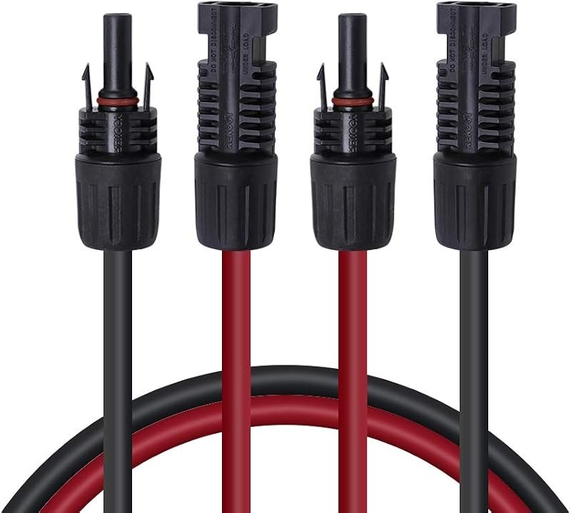 Renogy 5FT 12AWG Solar Extension Cables, M&F Connector, Black&Red, 1 Pair — off solar panel for off solar panel