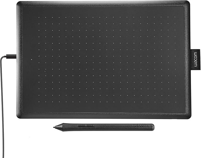 One by Wacom Drawing Tablet, Medium 10.9" x 7.4" Compact Graphics Tablet, Student Beginner Creative Pen Digital