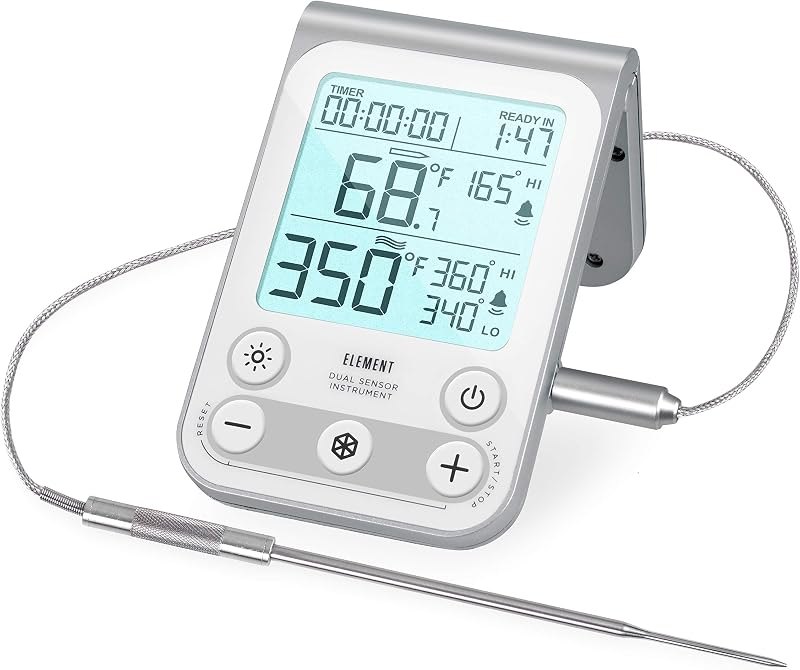 Lavatools OVT02 Element Digital Oven Thermometer for Oven, Grill, and Smoker Includes Dual-Sensor Stainless
