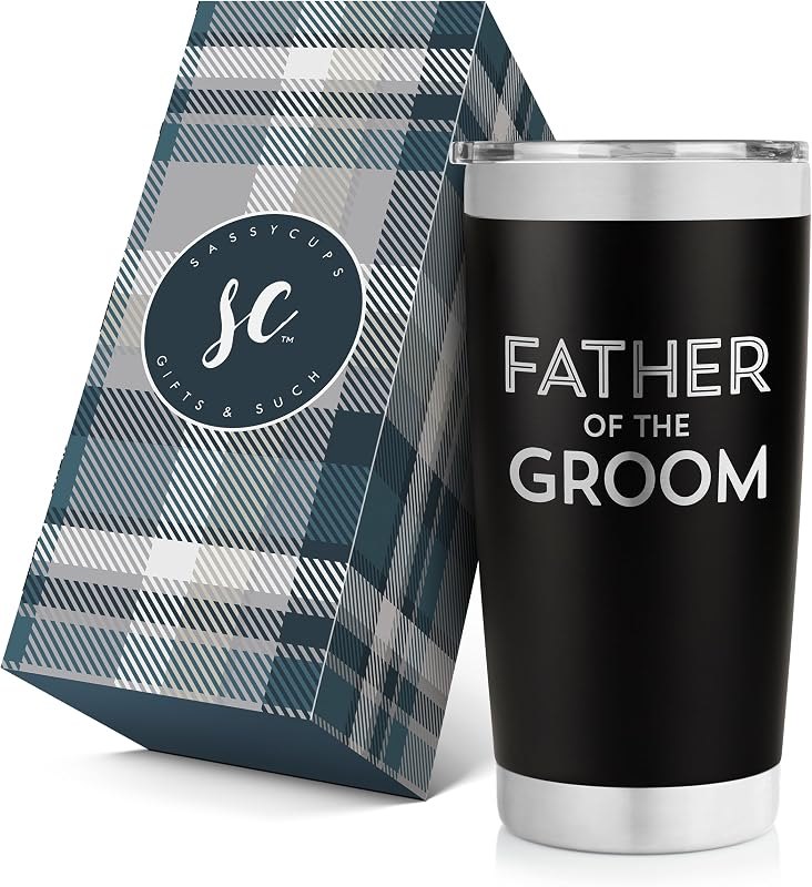 Father of the Groom Stainless Steel Vacuum Insulated Tumbler Cup with Lid and Straw - Dad's Gift for Wedding