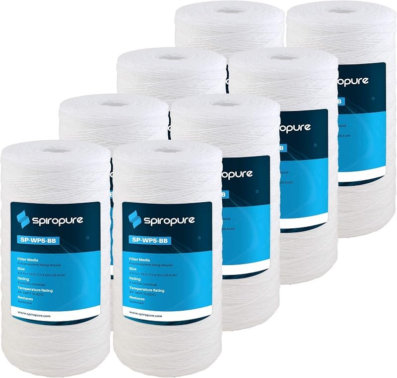 SpiroPure SP-WP5-BB Sediment Water Filter SWC-45-1005 WP5BB97P CW5-BBS, 8PK — Sediment filters for sediment filters