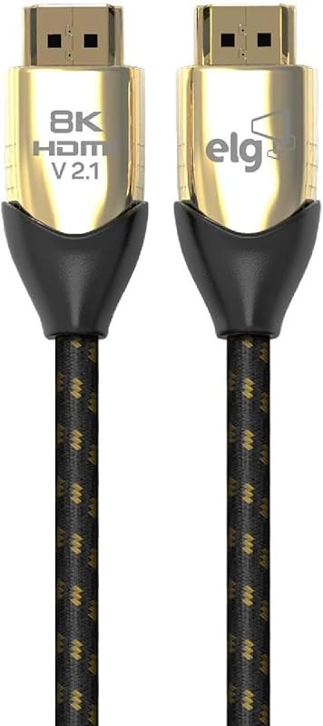 ELG HDMI 2.1 Cable, 48Gbps, 8K@60Hz, 4K@120Hz, 144Hz, eARC, VRR, Dolby Atmos, PS5 Xbox Series X, 28AWG, Triple Shield