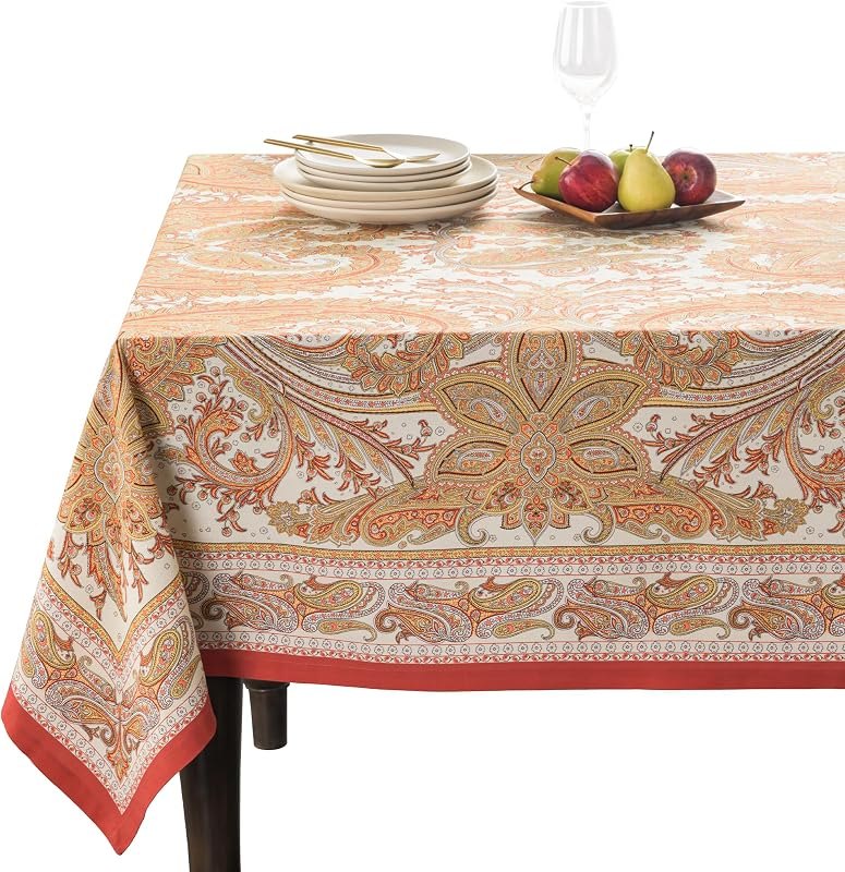 Maison d' Hermine Table Cloth Rectangle Table Reusable 100% Cotton 70"x108" — Thanksgiving Table Linen Set for
