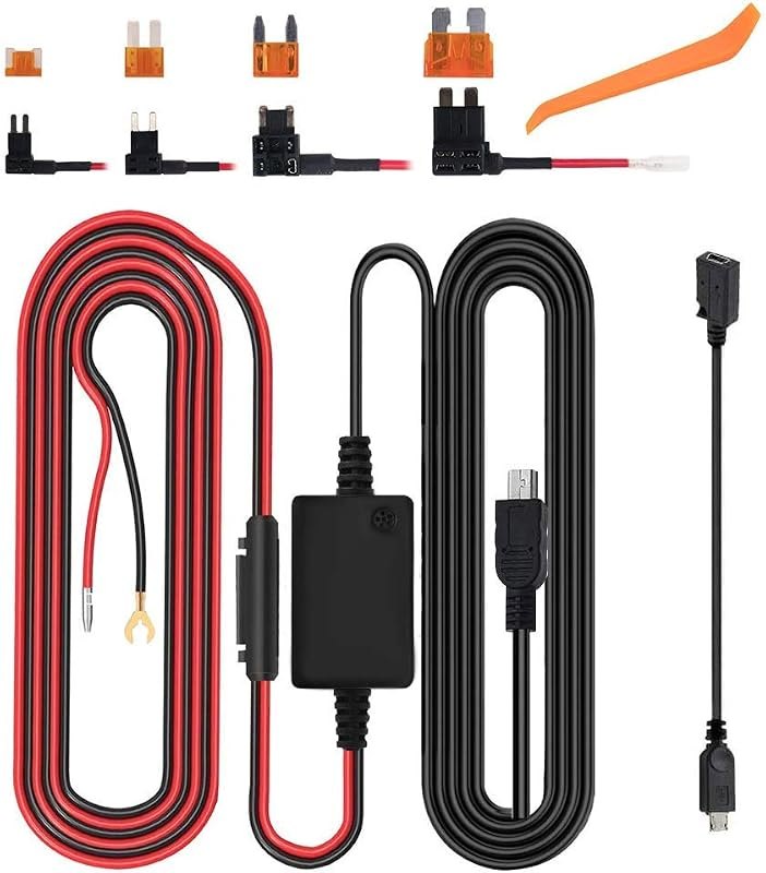 Dash Cam Hardwire Kit 12-24V to 5V / 3A, Micro USB & Mini USB Hard Wire Kit Fuse for Dashcam, Dash Camera Charger