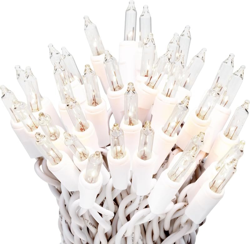 612 Vermont Clear 35 Count Christmas String Lights on White Wire Cord — Pumpkin String Lights for pumpkin string lights