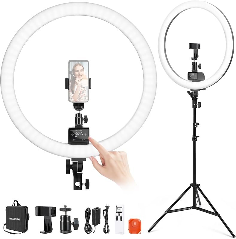 NEEWER Advanced 18" LED Ring Light with Tripod Stand Phone Holder — tripod ring light kit for tripod ring light kit