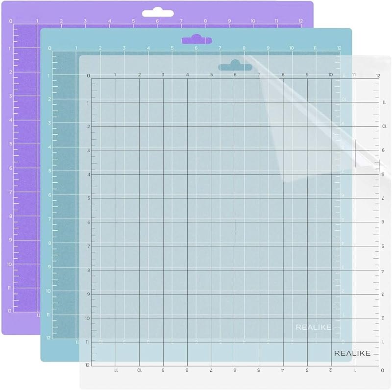 REALIKE 12x12 Cutting Mat for Silhouette Cameo 5/4/3/2/1 (3 Mats), Gridded Adhesive Non-Slip Cut Mat for Crafts