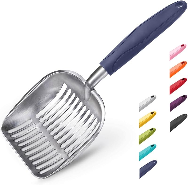 Cat Litter Scoop, Aluminum Alloy Sifter, Kitty Metal Scooper, Deep Shovel, Long Handle, Poop Sifting, Kitten Pooper