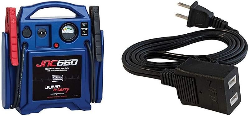 Clore Automotive Jump-N-Carry JNC660 1700 Peak Amp 12 Volt Jump Starter + Jump-N-Carry JNC350 Charging Cord (for