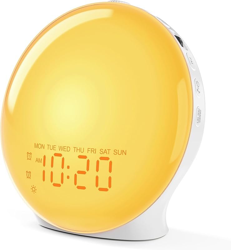 JALL Sunrise Alarm Clock for Bedrooms, Full-Screen Wake Up Light for Heavy Sleepers, White Noise Sound Machine, 25