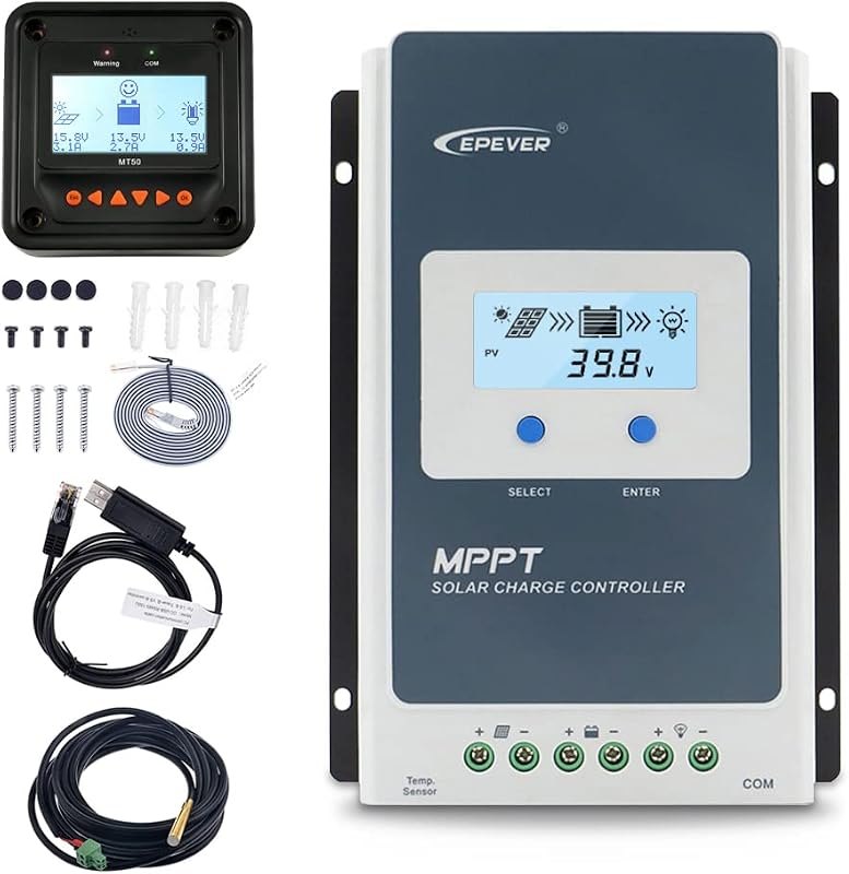 EPEVER 30A Solar Charge Controller MPPT 12V / 24V Auto Max.PV 100V Input Negative Ground Solar Panel Charge Regulator