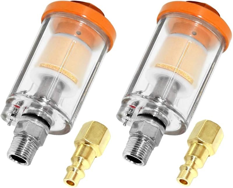 beduan Water Oil Separator Filter, 1/4" NPT Male and Female Thread Spray Gun Filters Air Compressor Fitting Compressed