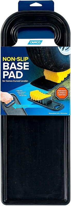 Camco Camper/RV Non-Slip Base Pad for Curved Levelers and Wheel Chocks - Keeps RV Wheel Chocks & Curved RV Leveling