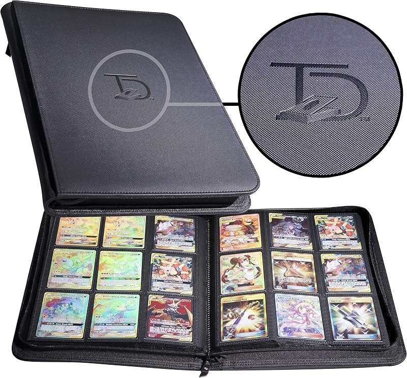 500 Card Ringless Zip Binder Pro - 9-Pocket Pages Side Load Sleeve TCG Storage Portfolio, Compatible with Pokemon