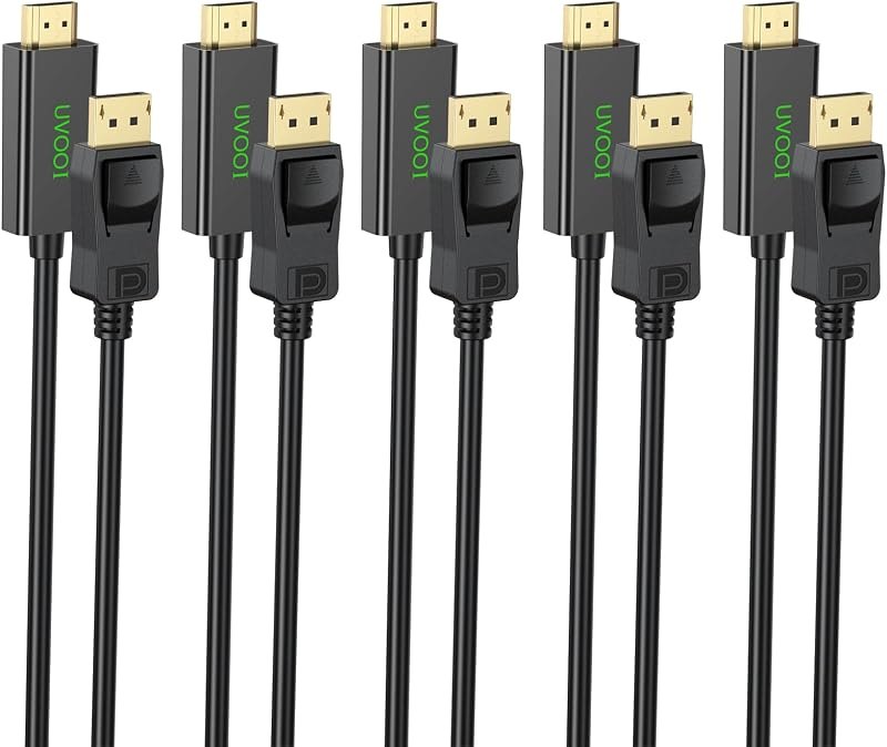 DisplayPort to HDMI Cable 6ft 5-Pack, Display Port (DP) to HDMI Cable 6 feet Adapter for All DisplayPort
