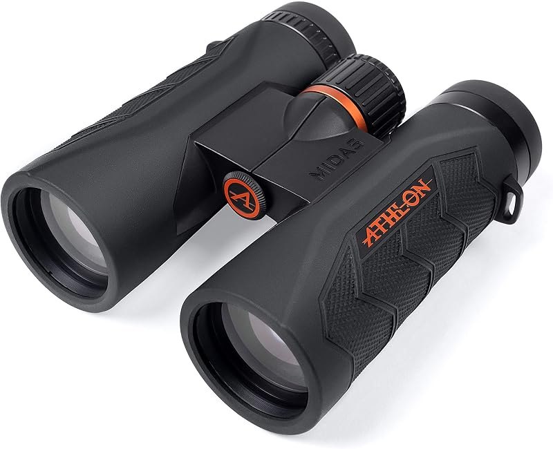 Athlon Optics 8x42 Midas G2 UHD Black Binoculars with Eye Relief for Adults and Kids, High-Powered Binoculars for