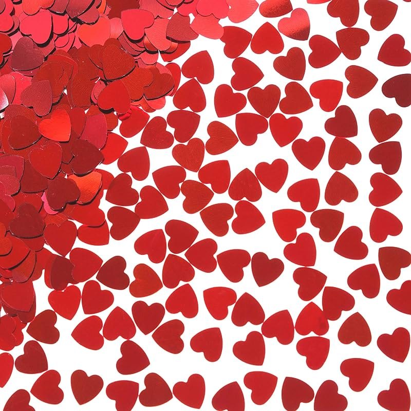Red Love Heart Table Confetti - Valentines Day Party Foil Metallic Sequins Confetti Wedding Engagement Anniversary