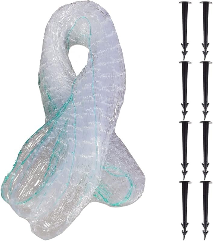 10 x 10 Ft Pond Net with 8 Stakes, Protects Fish & Keeps Out Debris — pond netting for pond netting