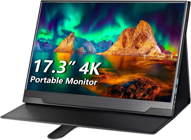 cocopar Portable Monitor 4K - 17.3 Inch UHD FreeSync HDR IPS 130% sRGB 3840x2160 Lightweight Eye Care Computer Display