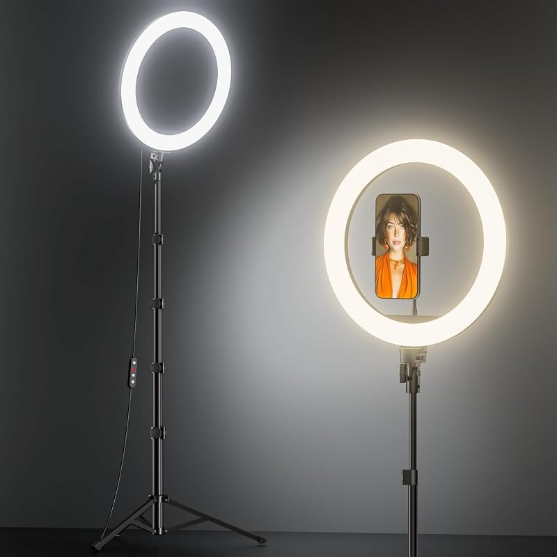 TODI 12" Ring Light with 63" extendable Tripod Stand, Selfie RingLight with Phone Holder and Selfie Remote, 2-in-1