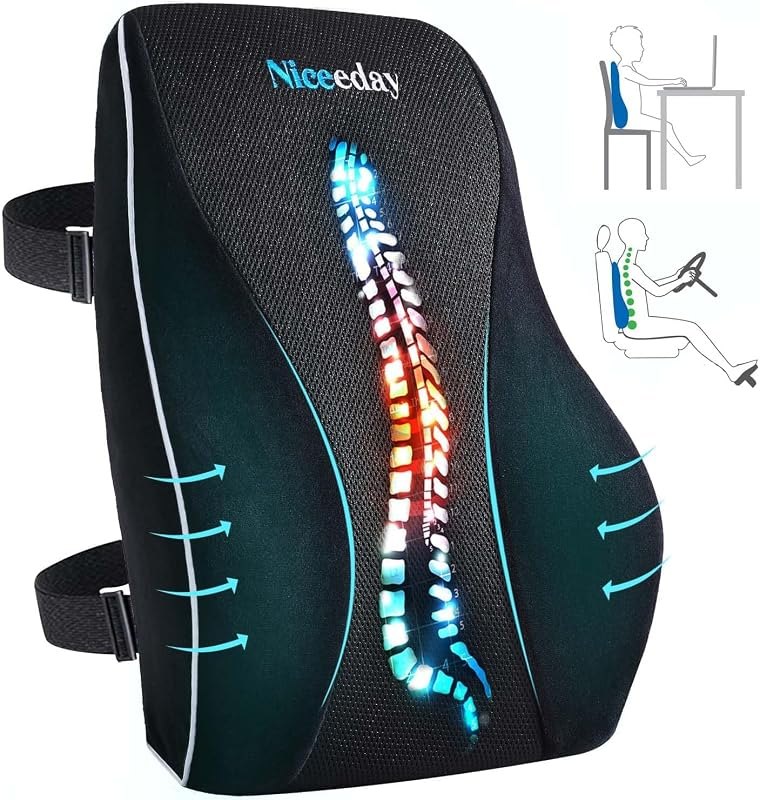 Niceeday Lumbar Support Pillow for Office Chair Car Back Support Pillow, Memory Foam Gaming Chair Desk Chair Back