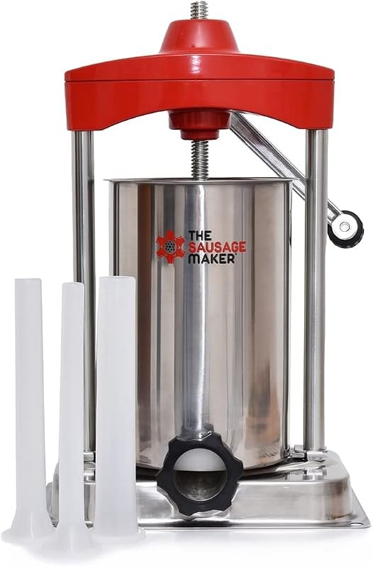 The Sausage Maker - 15 lb. Heavy Duty Vertical Sausage Stuffer - Includes Stuffing Tubes - Metal Gears