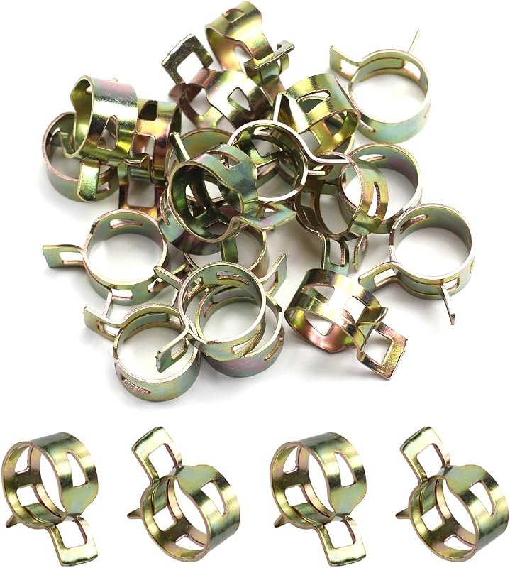 Fielect 50pcs 1/2" / 13mm Spring Band Type Action Hose Pipe Clamp Low Pressure Air Clip Clamp Fasteners Assortment Kit