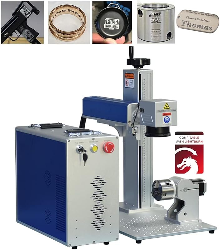 US Stock 50W JPT Fiber Laser Engraver Machine Fiber Laser Marking Machine Engraving Machine 175×175mm Lens with Rotary