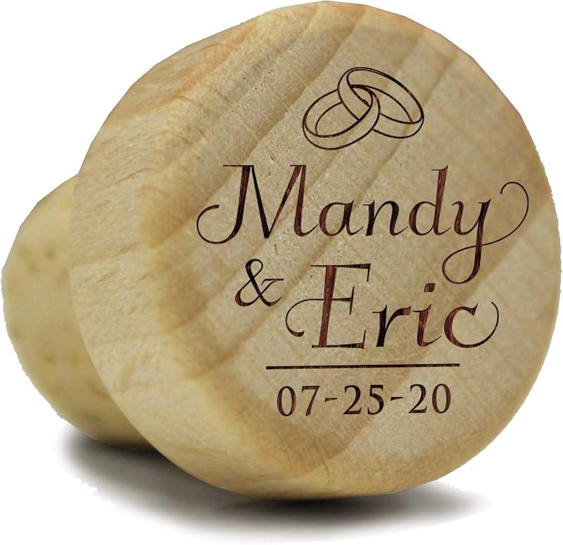 My Personal Memories Custom Personalized Wood T-Cork Wine Stopper - Engraved Bulk Wedding Favors (1)