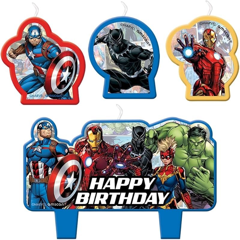 Marvel Avengers Birthday Candle Set - 1.4" x 1.7" & 3.7" x 2.2" (4 Pcs) — Avengers Doomsday Decor Set for avengers