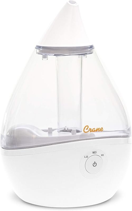Crane Droplet Ultrasonic Small Air Humidifiers for Bedroom and Office, 0.5 Gallon Cool Mist Humidifier for Plants and