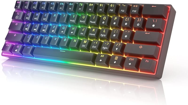 HK GAMING GK61 Mechanical Gaming Keyboard - 61 Keys Multi Color RGB Illuminated LED Backlit Wired Programmable for