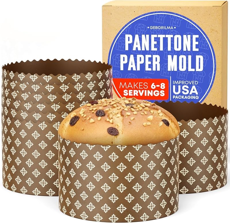 Durable Panettone Paper Mold Large - 24 oz Disposable Panettone Pan for Cake and Bread - 6 in Panettone Molds for