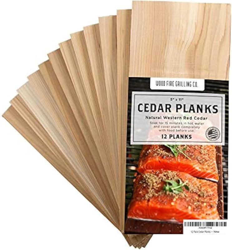 Wood Fire 12-Pack Cedar Grilling Planks for Salmon, Beef & More - USA-Made — grill searing planks for grill searing
