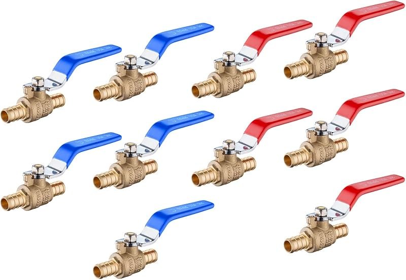 10Pcs EFIELD 1/2" PEX Barb Crimp Brass Ball Valve(VALVE001-10)