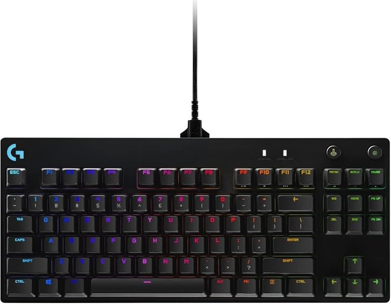 Logitech G Pro TKL Mechanical Wired Gaming Keyboard GX Blue Clicky Switch and LIGHTSYNC RGB Backlit Keys, 12
