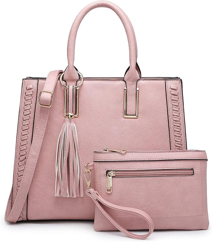 Purses Handbags for Women Satchel Vegan Leather Shoulder Bags Work Tote for Ladies with Matching Clutch — best leather