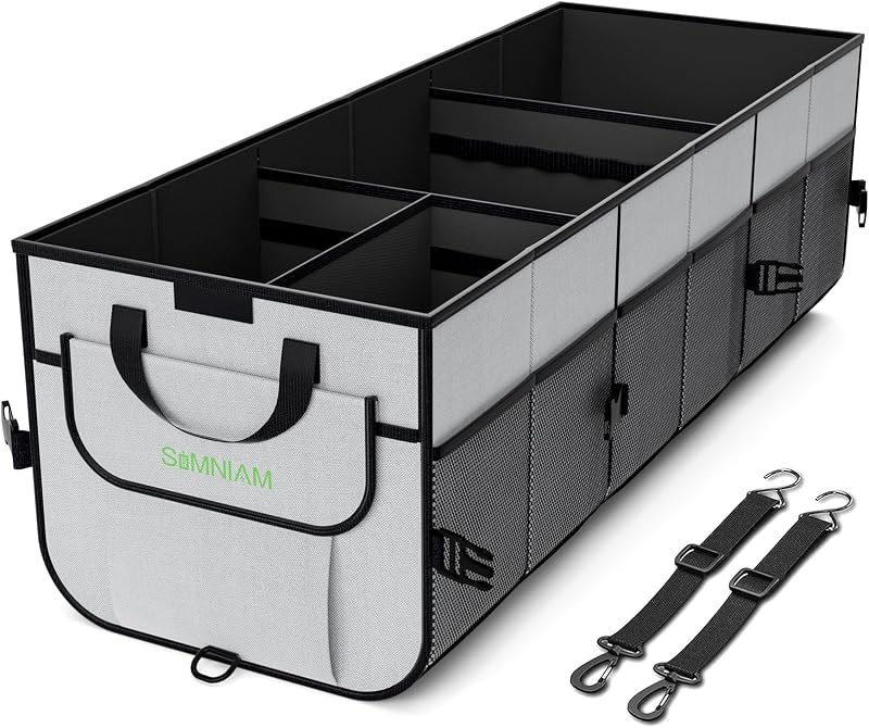 Simniam Car Trunk Organizer with Insulated Grocery Bag- 110L High Capacity Car Storage Box, with 4 Compartments